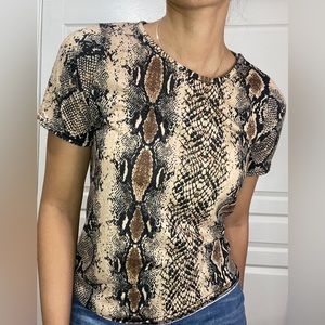 Brown snake print T shirt
